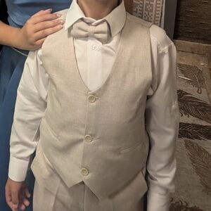 Cream Vest and Shirt And Pants Set for Kids